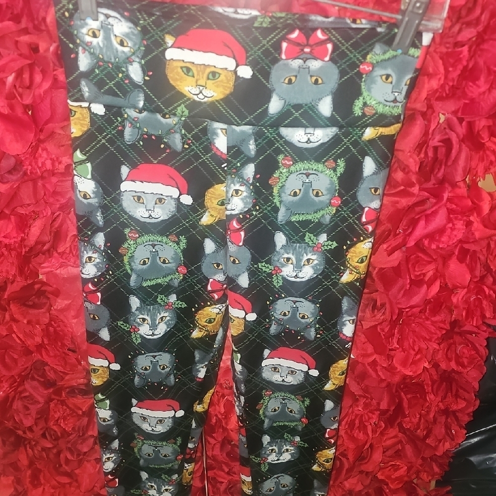 No Boundaries Junior Girls Black Cat Fleece Lined Thick Leggings Size Medium 7-9